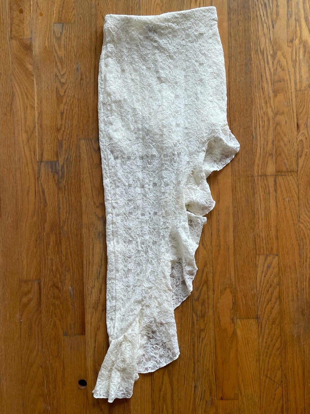 Windsor Cream Asymmetrical Lace Ruffle Skirt